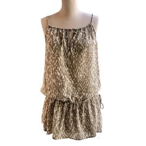 J. Crew Cotton Dress Mob Wife Animal Print Sleeveless Drawstring Waist Size‎ S